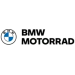 Logo da BMW Motorrad em destaque, com escudo da marca e escritas em preto.